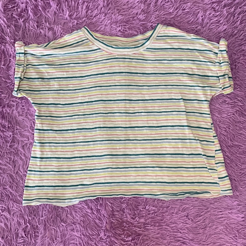 CUTE MULTI COLOR STRIPED CROP TOP BY ANA